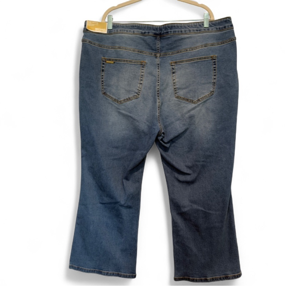 Michael Kors High-Rise Flare Jeans Selma Crop in Cali Blue Denim, Plus Size 20W - Picture 5 of 12